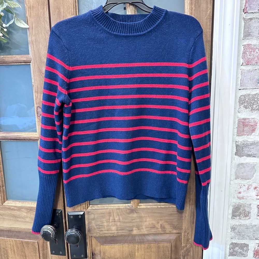 La Ligne x Target Navy Blue‎ Red Striped Cashmere Blend Sweater Small F00309160